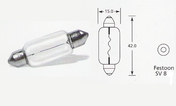 6 volt 21 watt Festoon SV8 15x43mm